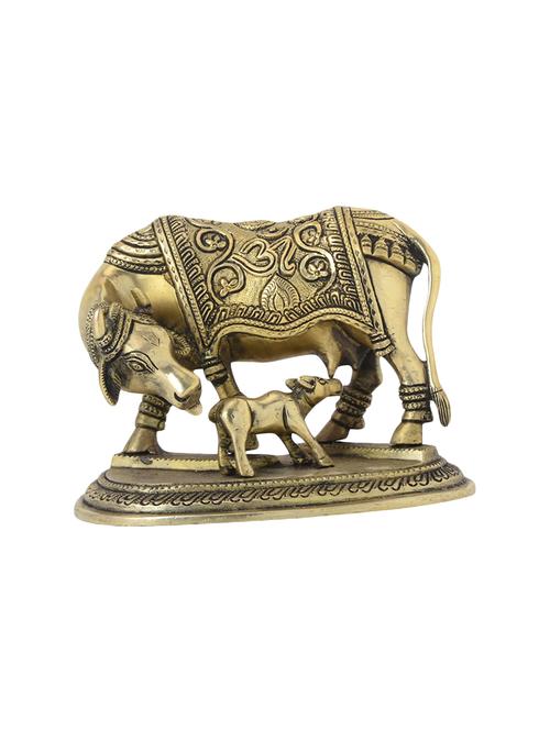 decorative brass statue of cow with claf handicrafts product - 14955754 - Very Small Image - 1