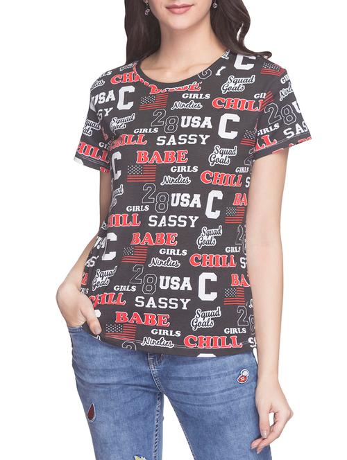 round neck printed tee - 14956380 - Very Small Image - 1