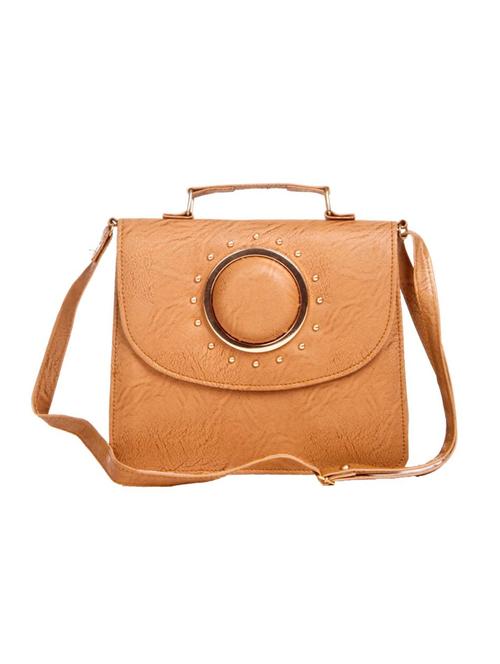 beige leatherette(pu) regular sling bag - 14956619 - Very Small Image - 1