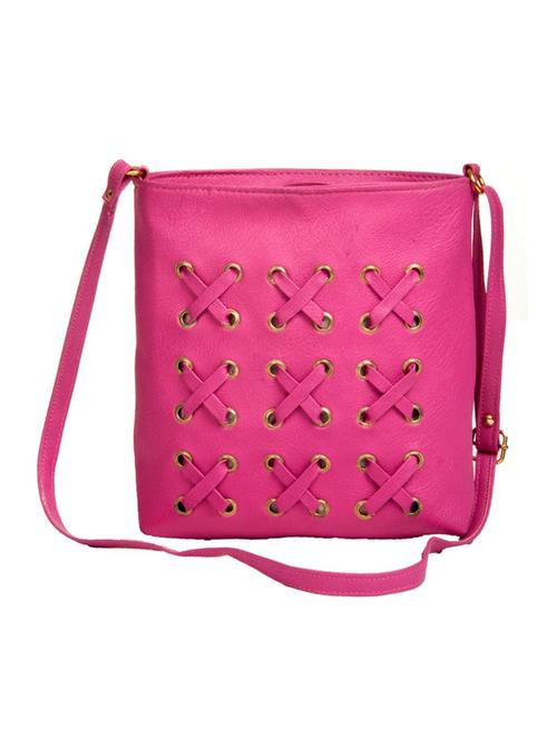 pink leatherette(pu) regular sling bag - 14956637 - Very Small Image - 1