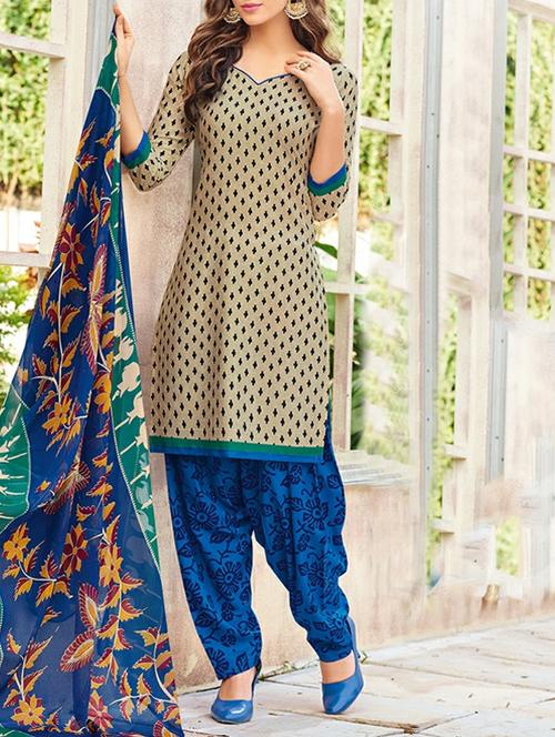 blue salwar churidaar suits unstitched - 14957267 - Very Small Image - 1