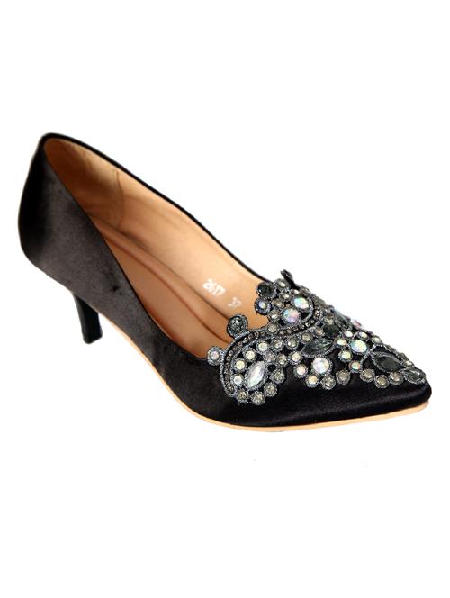 black satin slip on pumps - 14957598 - Very Small Image - 1