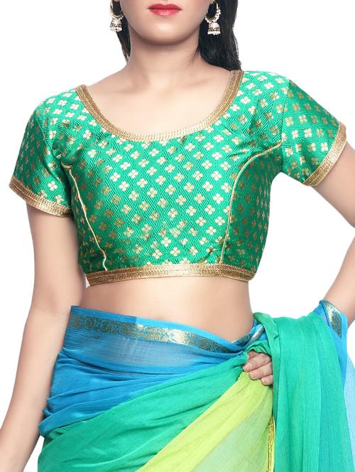 green art silk brocade blouse - 14958371 - Very Small Image - 1