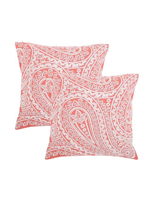 embroidred cushion cover ( 45 x 45 cm orange ,pack of 2 ) - 14958526 - Very Small Image - 1