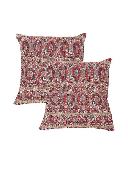 zari embroidered cushion cover ( 45 x 45 cm,pack of - 2,multi ) - 14958544 - Very Small Image - 1