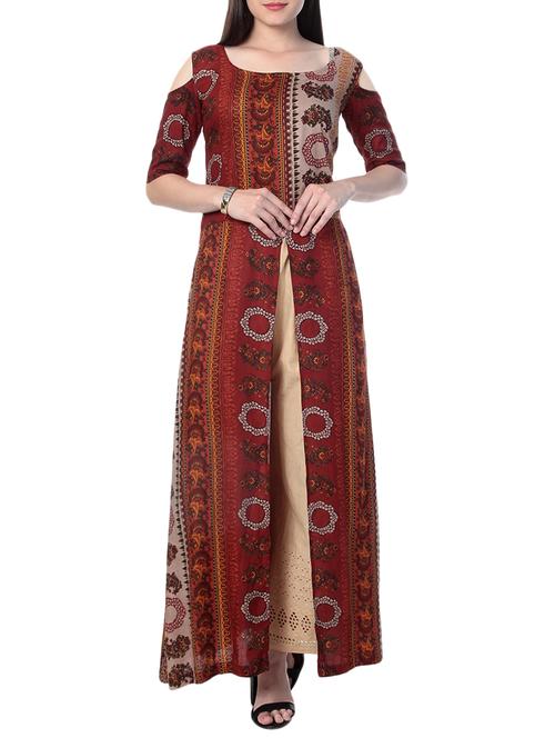 multi colored rayon kurta palazzo set - 14958601 - Very Small Image - 1