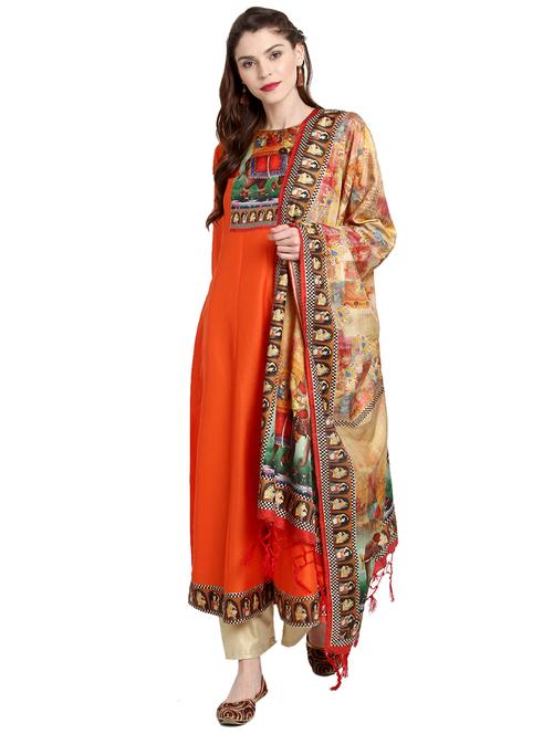 conversational yoke kurta with silk dupatta set - 14959073 - Very Small Image - 1
