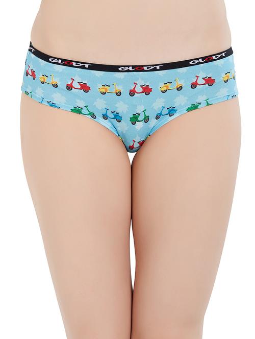 blue printed cotton hipster panty - 14961212 - Very Small Image - 1
