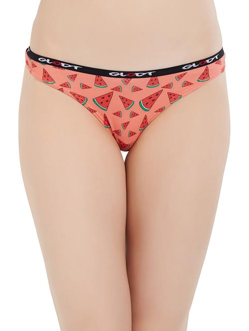 orange printed cotton bikini panty - 14961232 - Very Small Image - 1
