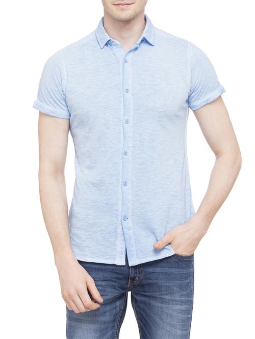 light blue cotton casual shirt - 14961629 - Very Small Image - 1