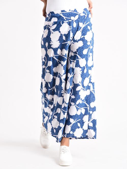 blue printed georgette palazzo - 14961924 - Very Small Image - 1
