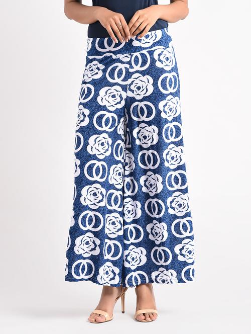 blue printed rayon palazzo - 14961931 - Very Small Image - 1
