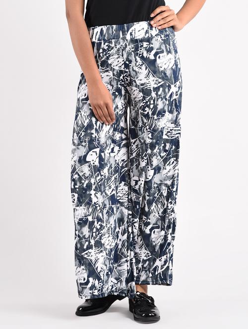 blue printed rayon palazzo - 14961938 - Very Small Image - 1