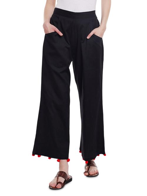 black solid cotton palazzo - 14962851 - Very Small Image - 1