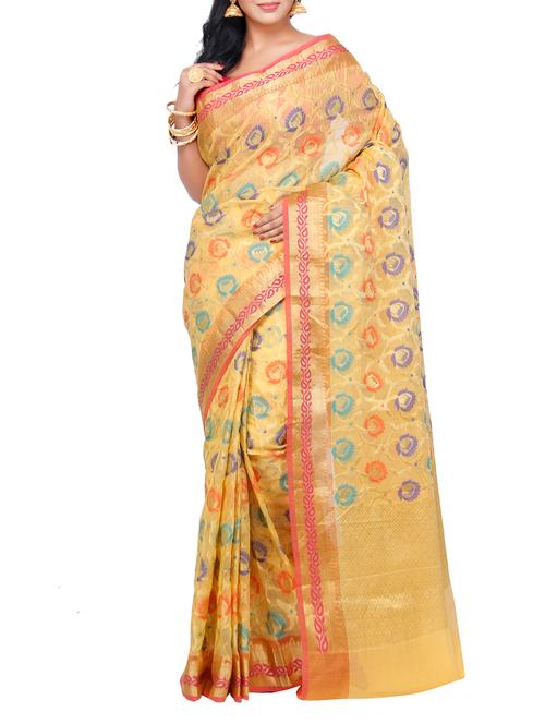 yellow cotton saree - 14963543 - Very Small Image - 1