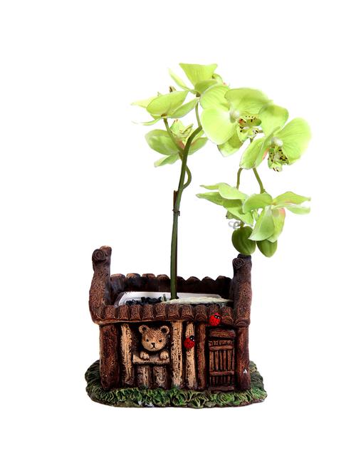 teddy motif engraved brown planter pot - 14963872 - Very Small Image - 1