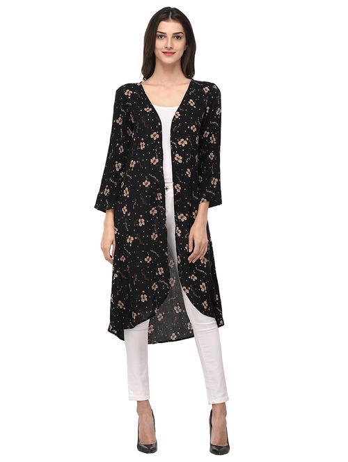 black rayon floral shrug - 14963883 - Very Small Image - 1