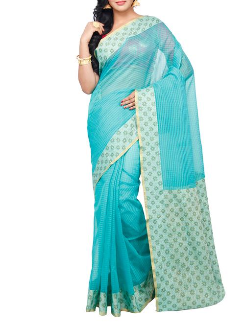sky blue cotton saree - 14963907 - Very Small Image - 1