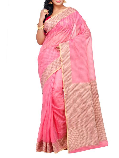 pink cotton saree - 14963910 - Very Small Image - 1