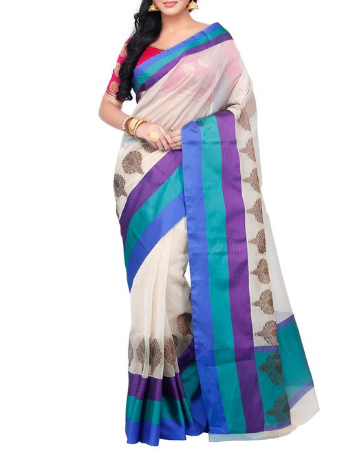 cream cotton saree - 14963917 - Very Small Image - 1