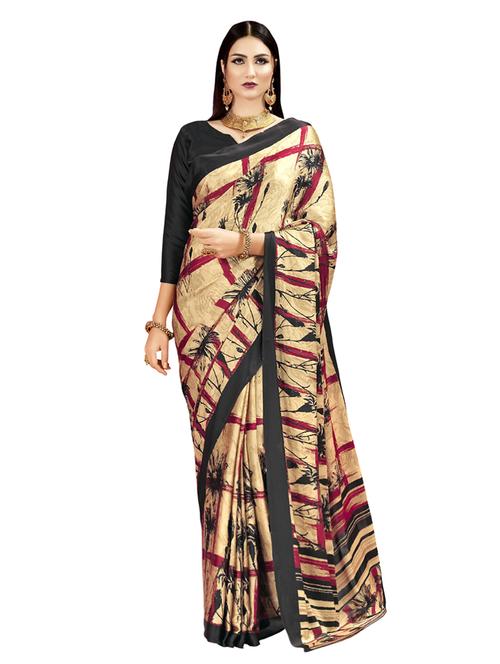 beige silk printed saree with blouse - 14964245 - Very Small Image - 1