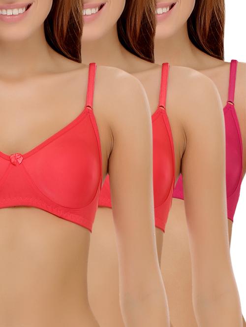set of 3 bow patch solid bra - 14964788 - Very Small Image - 1