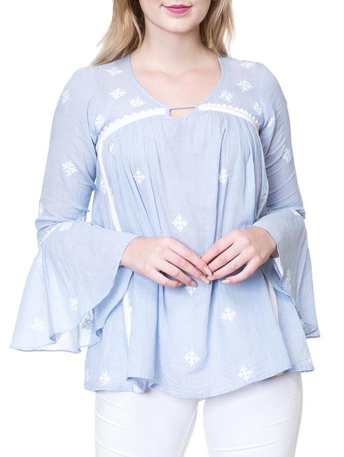 light blue embroidered top - 14964931 - Very Small Image - 1