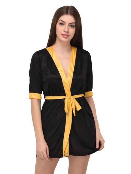 black solid sleepwear robe - 14964998 - Very Small Image - 1