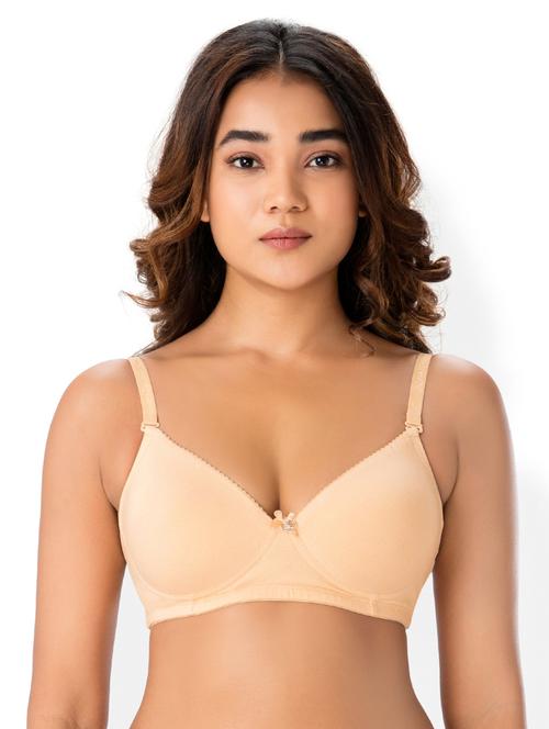 solid beige cotton t-shirt bra - 14965066 - Very Small Image - 1