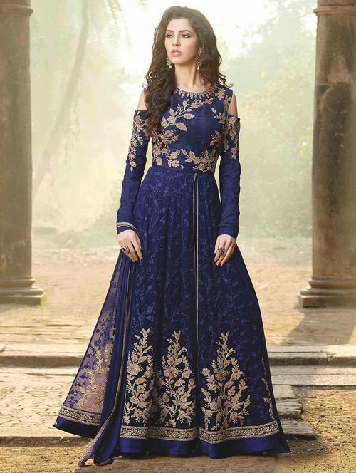 blue anarkali suits semi-stitched suit - 14965281 - Very Small Image - 1