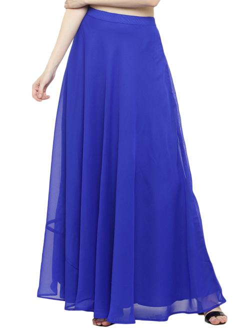 blue georgette flared skirts - 14966348 - Very Small Image - 1
