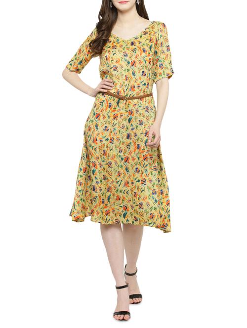 multi colored cotton belted dress - 14966356 - Very Small Image - 1