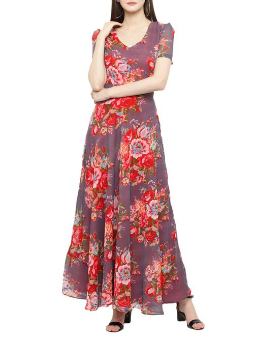 multi colored georgette maxi dress - 14966358 - Very Small Image - 1