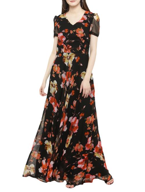 black printed maxi dress - 14966361 - Very Small Image - 1