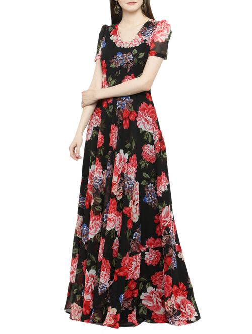 multi colored georgette maxi dress - 14966362 - Very Small Image - 1