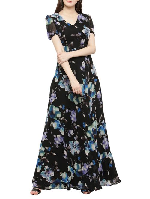 black printed maxi dress - 14966366 - Very Small Image - 1