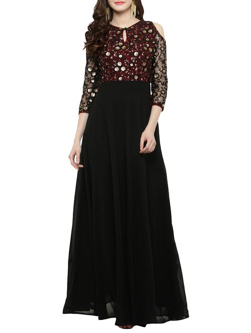 black embellished gown dress - 14966376 - Very Small Image - 1