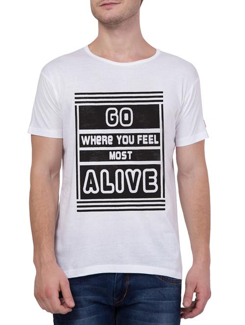 white cotton chest print tshirt - 14966778 - Very Small Image - 1