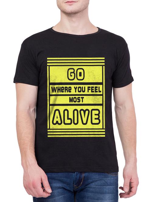 black cotton chest print tshirt - 14966782 - Very Small Image - 1