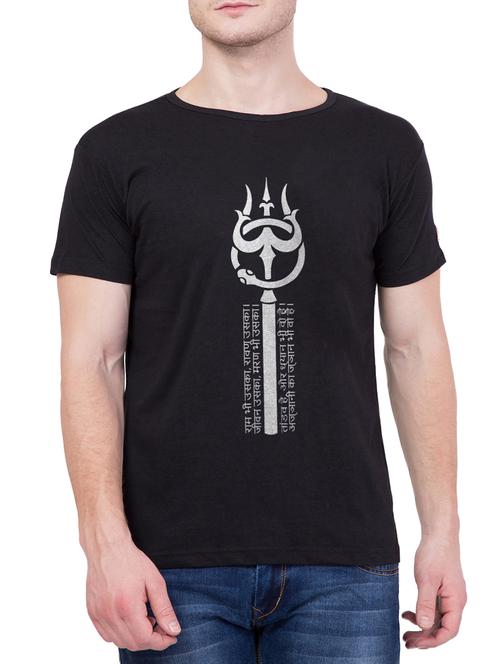 black cotton chest print tshirt - 14966784 - Very Small Image - 1