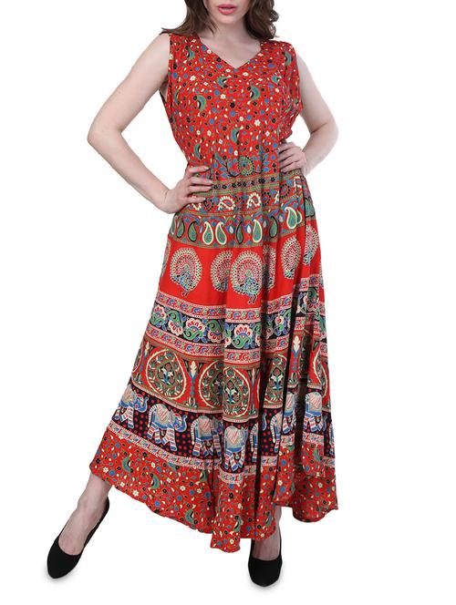 red rayon flare kurta - 14966848 - Very Small Image - 1
