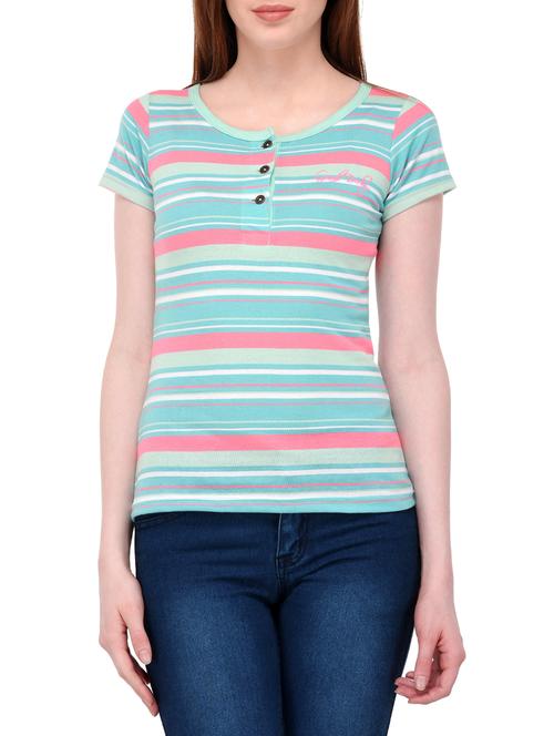 blue striped henley tee - 14968063 - Very Small Image - 1