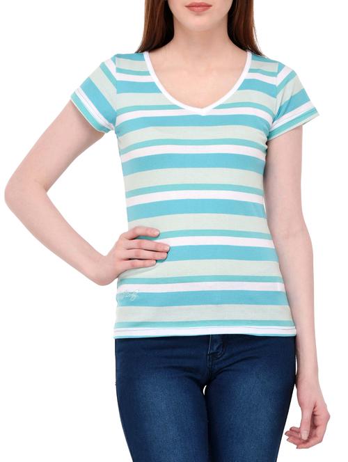 blue striped cotton tee - 14968090 - Very Small Image - 1