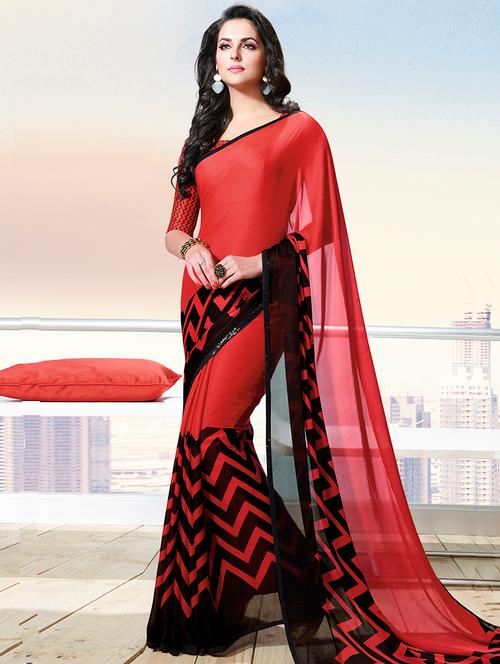 chevron printed saree - 14968270 - Very Small Image - 1