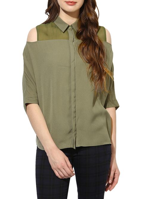 solid green casual shirt - 14969080 - Very Small Image - 1