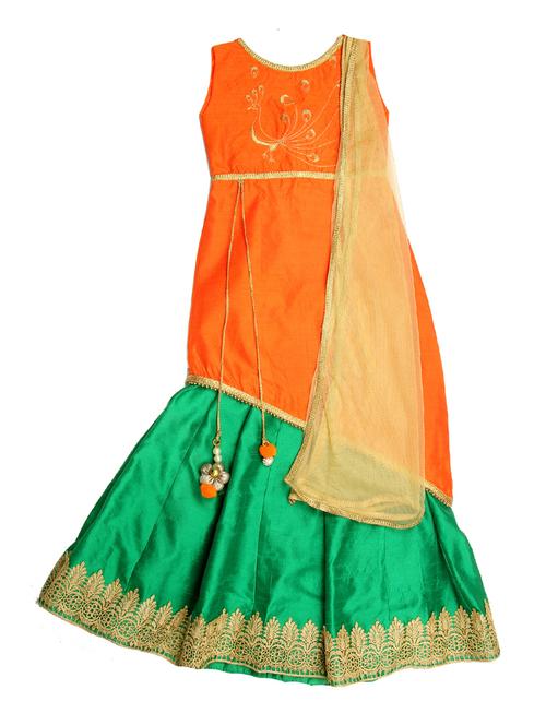 orange silk blend lehnga choli - 14969309 - Very Small Image - 1