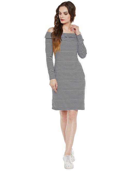 off shoulder striped dress - 14970261 - Very Small Image - 1