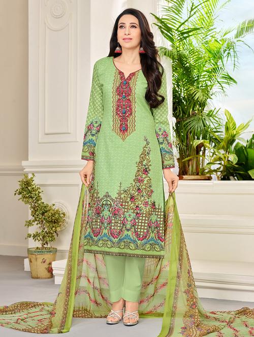 embroidered unstitched straight pant suit - 14970725 - Very Small Image - 1