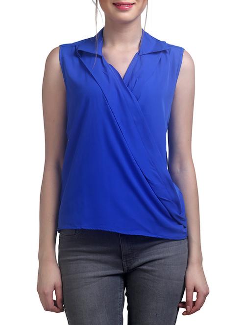 blue solid wrap top - 14970812 - Very Small Image - 1