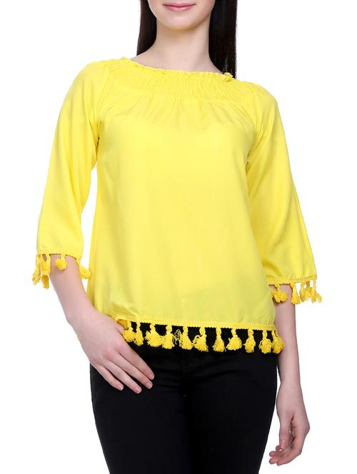 solid yellow laced top - 14970832 - Very Small Image - 1